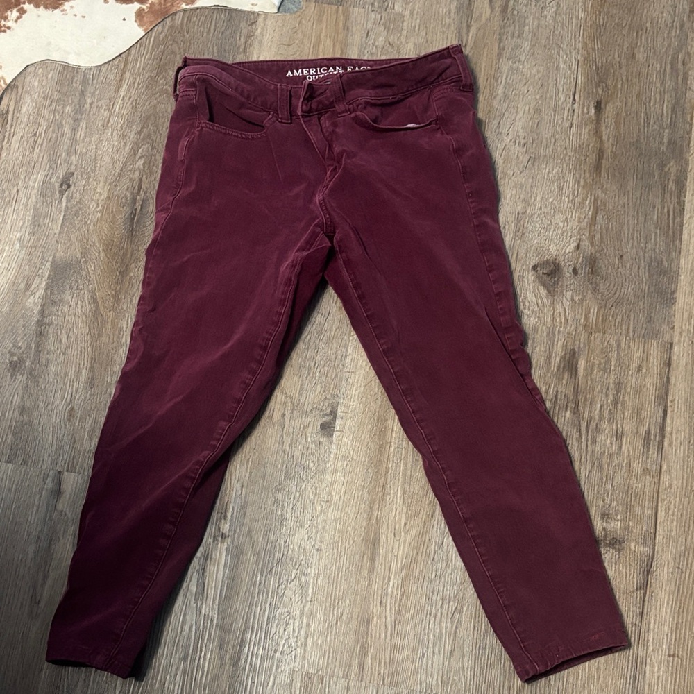 American Eagle Outfitters Women's Dark Red Skinny Jeans